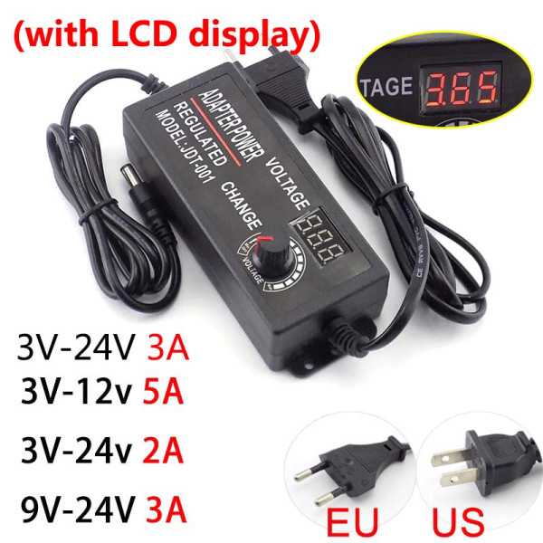 DC 3V to 24V 5A. 3V to 24V. Otu Adjust Adapter. Universal Adjustable AC DC Power Adapter Voltage Regulated Adapter