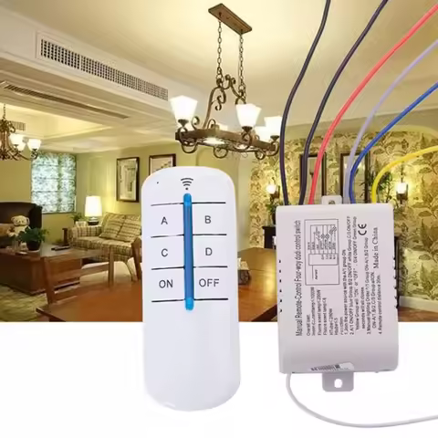 Digital Wireless Remote Control LED Switch RF Remote Control LED Light Switch 4 Way Relay 220V 50/60Hz for Ceiling LED Lamp Bulb