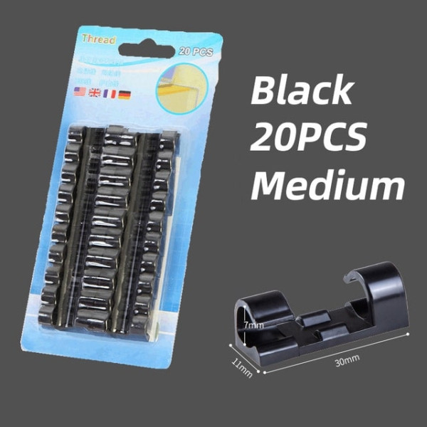 20Pcs Cable Organizer Clips Cable Management Desktop & Workstation ABS Wire Manager Cord Holder Data Cable Holder