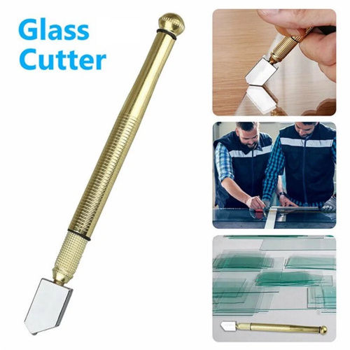 Glass Cutter Diamond Antislip Metal Handle Steel Blade Oil Feed Glass Cutter Cutting Tools